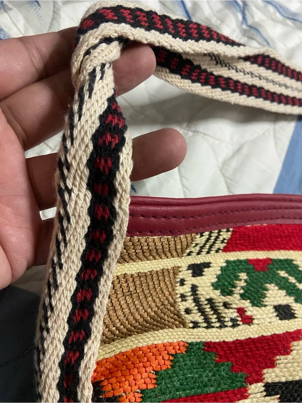 Multicolor Ethnic Tribal Aztec Slim Le HandMade Woven Tapestry KILIM Shoulder